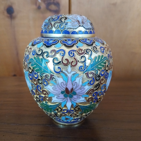 Vintage Chinese Cloisonné Vase Ginger Jar - Picture 2 of 12